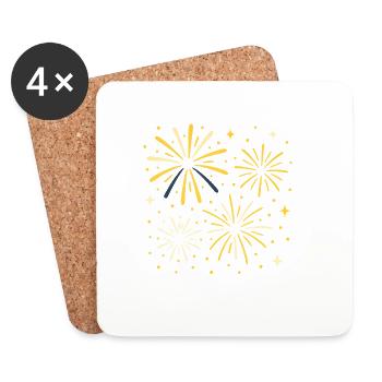 Feu d’artifice - Dessous de verre (lot de 4) - blanc - Devant