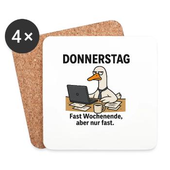 Donnerstag Büroente Meme - Untersetzer (4er-Set) - Weiß - Vorne