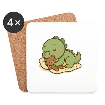 Sleep well, little dino - Coasters (set of 4) - white - Front