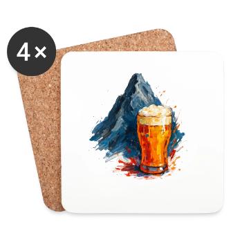 Beer and mountain panorama - Coasters (set of 4) - white - Front
