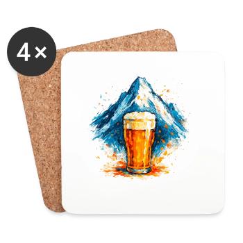 Bier im Berggipfel Aquarell - Untersetzer (4er-Set) - Weiß - Vorne
