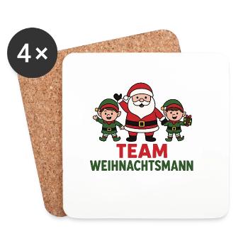 Team Santa Claus Trio Funny Cartoon Motif - Coasters (set of 4) - white - Front