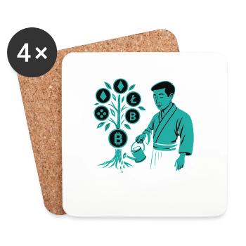 Satoshi Tree Roots of the Bitcoin Crypto Revolution - Coasters (set of 4) - white - Front
