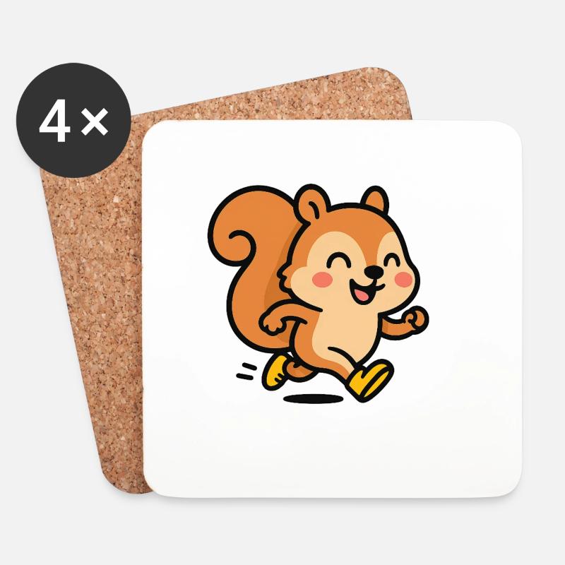 Happy squirrel on the run - Coasters (set of 4) - white