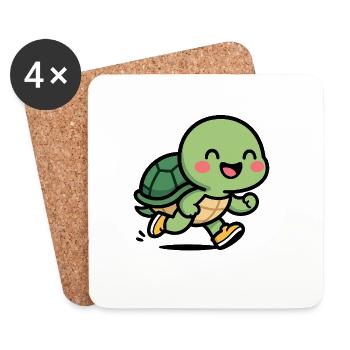 Turtle-runner smile - Coasters (set of 4) - white - Front