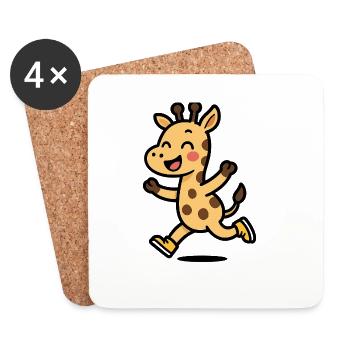 Girafe heureuse - Dessous de verre (lot de 4) - blanc - Devant