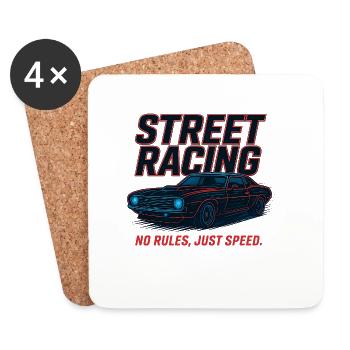 Course de rue – Pas de règles, juste de la vitesse - Dessous de verre (lot de 4) - blanc - Devant
