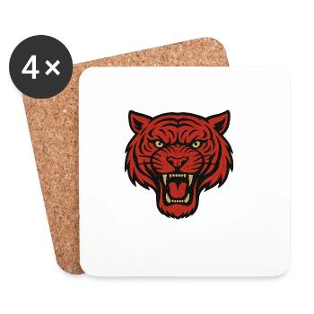 Rugissement du tigre rouge - Dessous de verre (lot de 4) - blanc - Devant