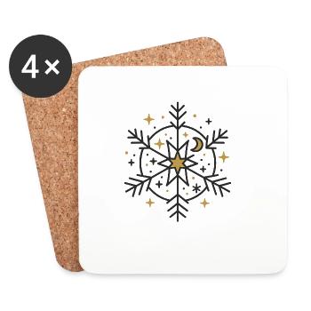 Lune étoilée flocon de neige cosmique - Dessous de verre (lot de 4) - blanc - Devant