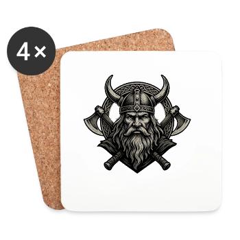 Viking avec hache Odin Thor Guerrier Valhalla - Dessous de verre (lot de 4) - blanc - Devant