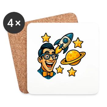 Space enthusiast with glasses - Coasters (set of 4) - white - Front