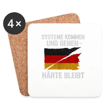 Systeme kommen und gehen – Härte bleibt - Untersetzer (4er-Set) - Weiß - Vorne