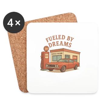 Getrieben von Träumen Retro Auto - Untersetzer (4er-Set) - Weiß - Vorne