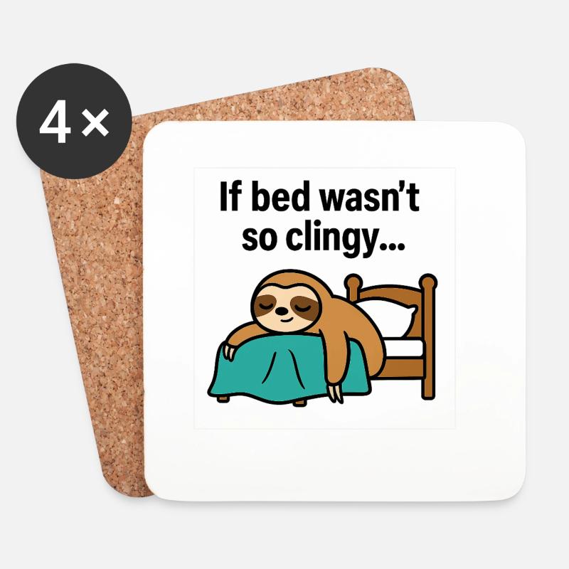 Anhängliches Bett-Faultier - Untersetzer (4er-Set) - Weiß