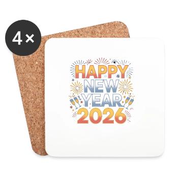 Bonne Année 2026 - Dessous de verre (lot de 4) - blanc - Devant