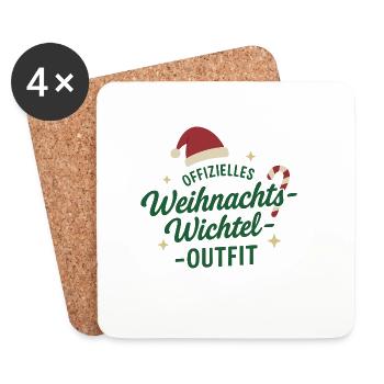 Offizielles Weihnachtswichtel-Outfit - Untersetzer (4er-Set) - Weiß - Vorne