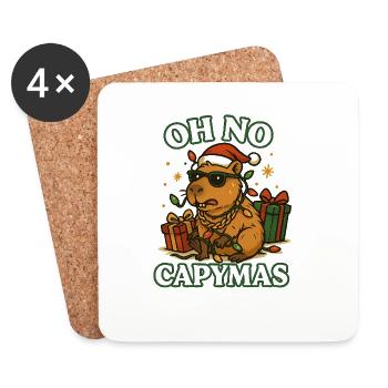Oh No Capymas – Funny Capybara Xmas - Coasters (set of 4) - white - Front