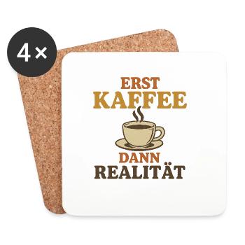 D’abord le café, puis la réalité - Dessous de verre (lot de 4) - blanc - Devant