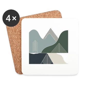 paysages de montagne géométriques - Dessous de verre (lot de 4) - blanc - Devant