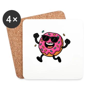Sonnenbrillen-Donut Spaß - Untersetzer (4er-Set) - Weiß - Vorne