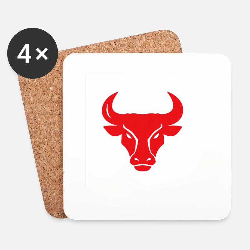 Bull Head Vector - Untersetzer (4er-Set) - Weiß