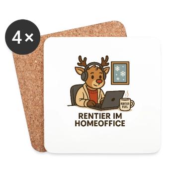 Rentier im Homeoffice - Untersetzer (4er-Set) - Weiß - Vorne