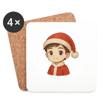 Chibi Christmas Watercolor – Little Santa Claus Kawaii - Coasters (set of 4) - white - Front