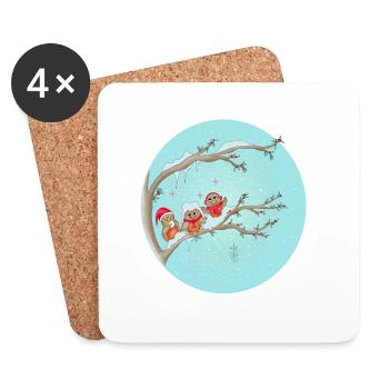 Christmas Birds - Coasters (set of 4) - white - Front
