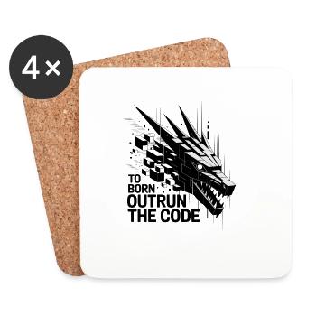 Dragon géométrique Outrun le Code - Dessous de verre (lot de 4) - blanc - Devant