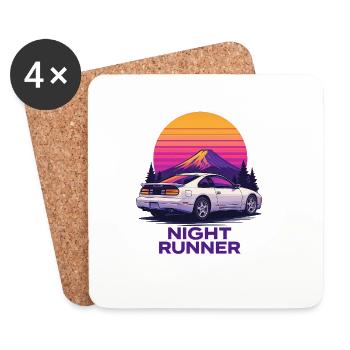 Voiture néon de course nocturne - Dessous de verre (lot de 4) - blanc - Devant