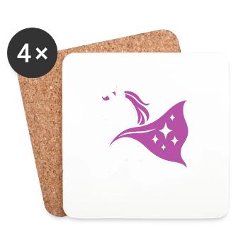 Unicorn with cape, magic in the heart - Coasters (set of 4) - white - Front