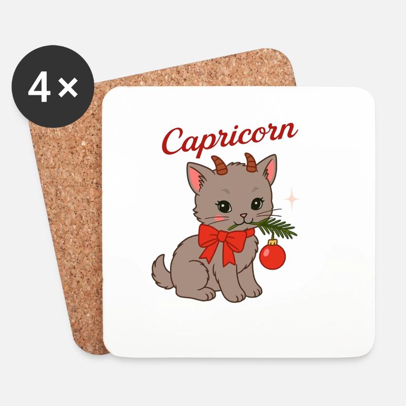 Capricorn Katzenzauber Festtag - Untersetzer (4er-Set) - Weiß