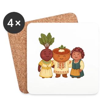 Beetroot, borsch and salad - Coasters (set of 4) - white - Front