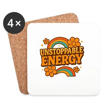Unstoppable Energy Retro Rainbow - Untersetzer (4er-Set) - Weiß - Vorne