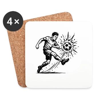 Exploding Soccer Shot Illustration - Coasters (set of 4) - white - Front