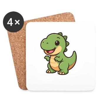 Happy Dino Cuddle Clipart - Coasters (set of 4) - white - Front