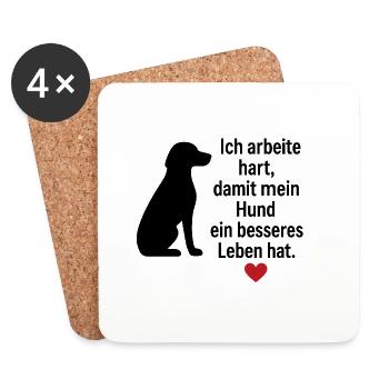 lustiges-hundeshirt-ich-arbeite-hart-hund.png - Untersetzer (4er-Set) - Weiß - Vorne