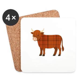 Warm tartan cow - Coasters (set of 4) - white - Front