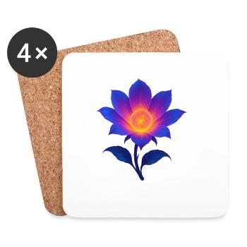 Neon-Nacht-Lotus - Untersetzer (4er-Set) - Weiß - Vorne