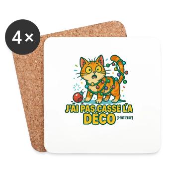 Cat Christmas Decoration Offbeat - Coasters (set of 4) - white - Front