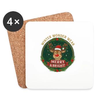 Winterreindeer Merry & Bright - Untersetzer (4er-Set) - Weiß - Vorne