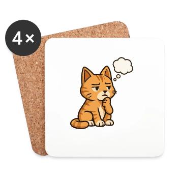 Thoughtful-Cat - Coasters (set of 4) - white - Front