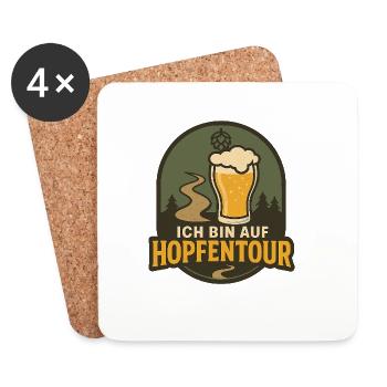 Hopfentour Bierpfad Logo - Untersetzer (4er-Set) - Weiß - Vorne