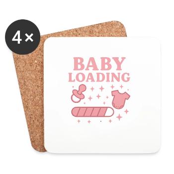 Baby Loading Graphic – Pacifier & Diaper Stars - Coasters (set of 4) - white - Front