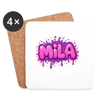 Graffiti MILA Name Gift Ideal Printable On - Coasters (set of 4) - white - Front