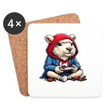 Charme à capuche mouton gamer - Dessous de verre (lot de 4) - blanc - Devant