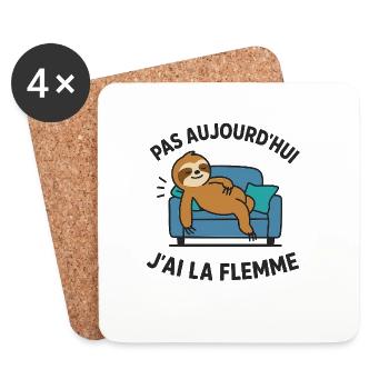 Pas aujourd’hui, j’ai la flemme - Dessous de verre (lot de 4) - blanc - Devant