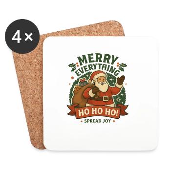 Santa Spread Joy Weihnachtsmotiv - Untersetzer (4er-Set) - Weiß - Vorne