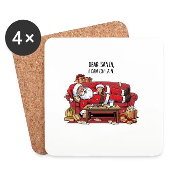 Weihnachtsmann schläft auf gemütlicher Couch - Untersetzer (4er-Set) - Weiß - Vorne