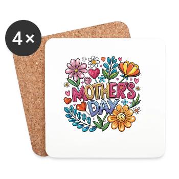 Muttertag Blumen Popart - Untersetzer (4er-Set) - Weiß - Vorne